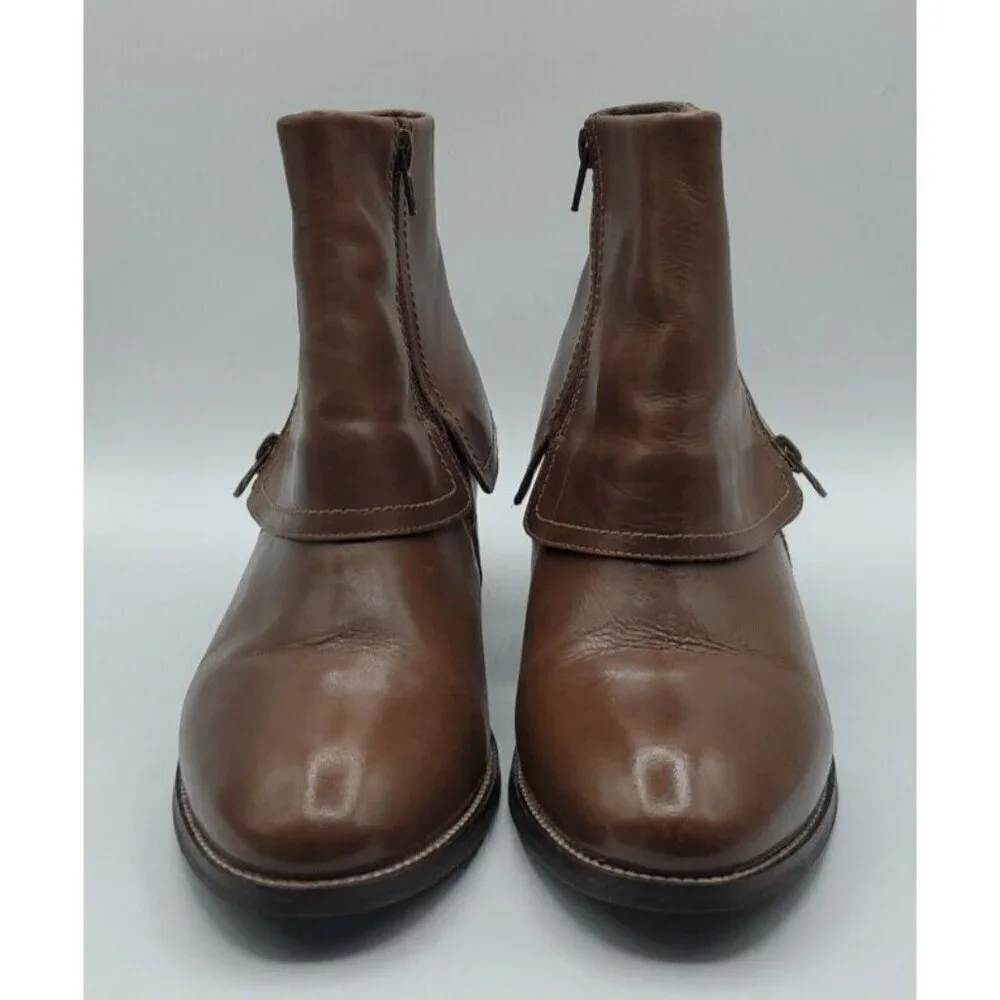 Aquelino Masiero Brazil Brown Ankle Boot Fold Over Inside Outside Zip Size 42